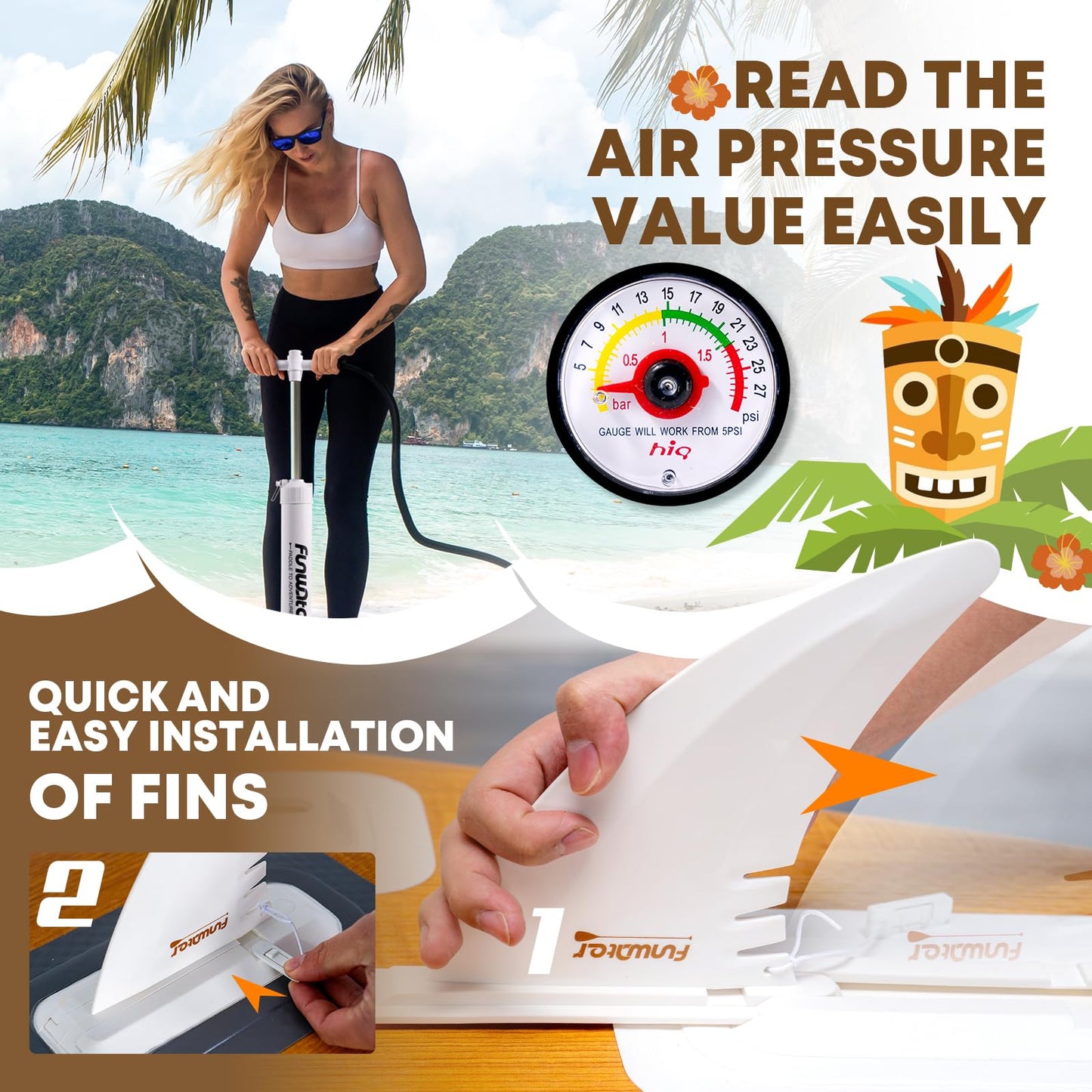 FunWater 11'6×33"×6" Inflatable Stand Up Paddle Board with Premium SUP Paddleboard Accessories, Adults & Youth for All Skill Levels, Included with Board, Paddle, Pump, Seat, Backpack