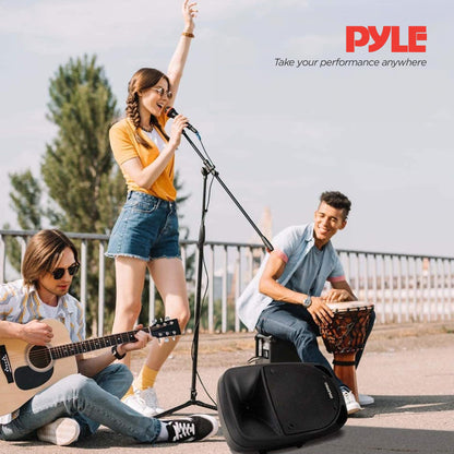 Pyle 800W Portable Bluetooth PA Speaker - 8’’ Subwoofer, LED Battery Indicator Lights w/ Built-in Rechargeable Battery, MP3/USB/SD Card Reader, and UHF Wireless Microphone - Pyle PSBT85A,Black