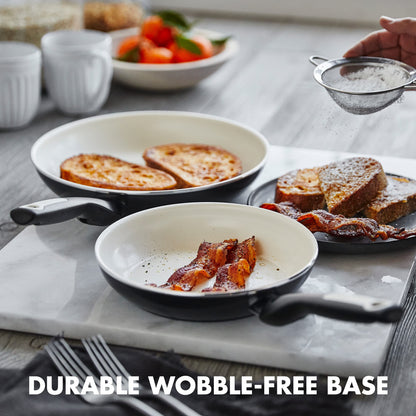 GreenPan Rio 8" and 10" Frying Pan Skillet Set, PFAS-Free, Healthy Ceramic Nonstick Cookware, Stay-Cool Bakelite Handles, Dishwasher Safe, Easy Clean, Durable Performance, Black