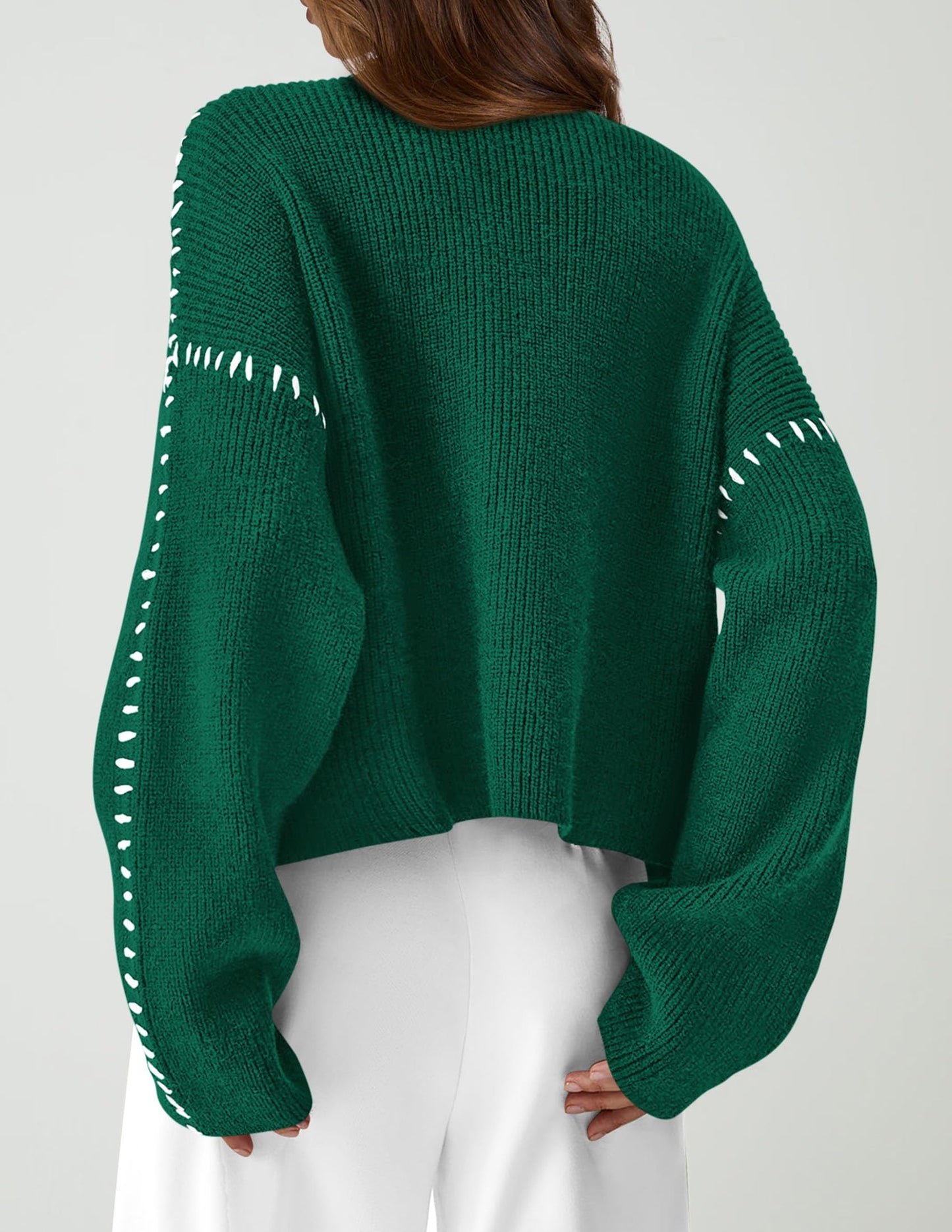 PRETTYGARDEN Women's Chunky Knit Sweaters 2025 Fall Long Sleeve Mock Neck Oversized Pullover Tops Winter Fashion Clothes (Dark Green,Medium)