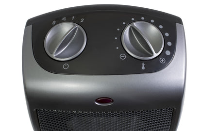 Lasko Portable Indoor Electric Ceramic Space Heater with Tip-Over Safety Switch, Overheat Protection and Thermostat, 2 Speeds, Safe for Home, 9.2 Inches, Dark Gray, 1500W, 754201