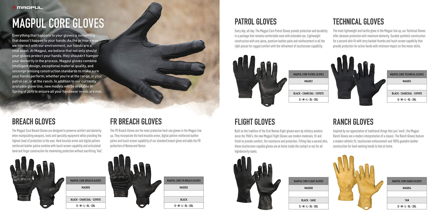 Magpul Core Technical Lightweight Work Gloves, Black, Large