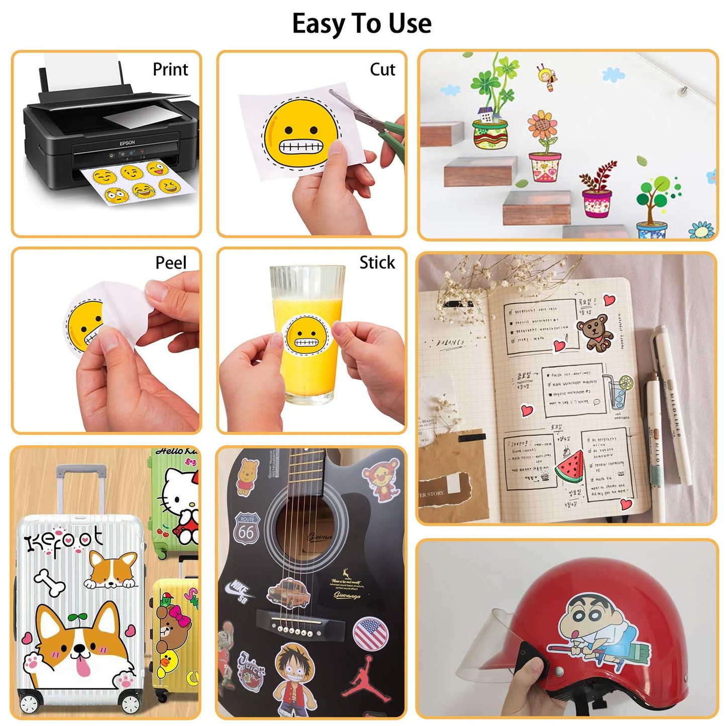 Lazydrop Premium Printable Vinyl Sticker Paper for Inkjet Printer - 25 Matte White Waterproof Decal Paper Sheets - Dries Quickly and Holds Ink Beautifully