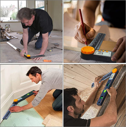 Rainyb Digital Angle Finder Tool 7inch 0-360 degree LED Digital Protractor with Horizontal Vertical Bubble Levels and Ruler Meter Accurate Tools for Carpenters,Woodworkers,Fabricators