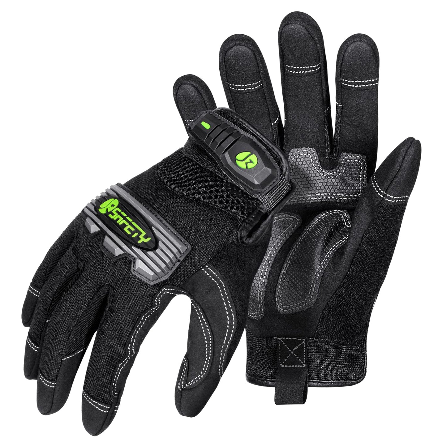 JKSafety High Performance Utility Work Gloves, all Purposes Mechanical Gloves, Guantes de Trabajo, for men and women, safety utility for works (G228-Black L)