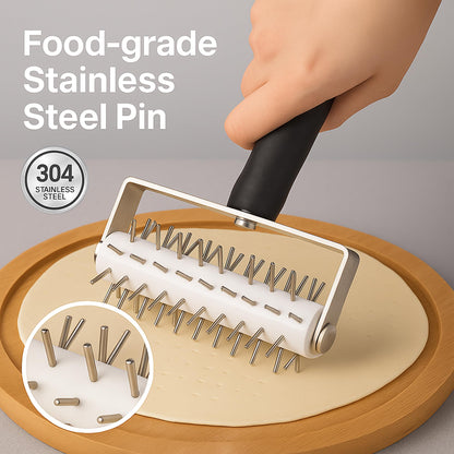 EVEDMOT Pizza Dough Docker Roller Stainless Steel, Pin Puncher Dough Hole Maker, Docking Tool for Pizza Pie Cookie Pastry Bread