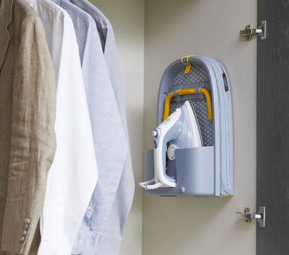 Joseph Joseph Pocket Folding Tabletop Ironing Board with Iron Holder and wall mount, Compact Space-Saving , Grey/Yellow