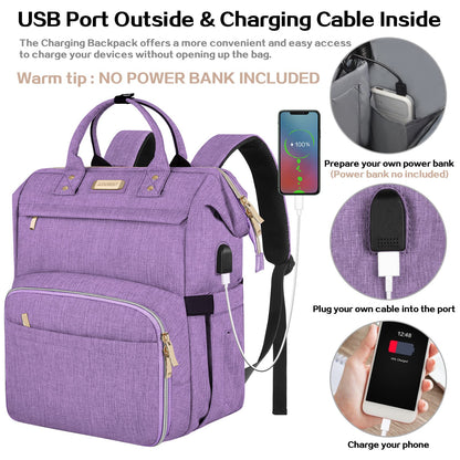 JCDOBEST Lunch Bag Backpack, Insulated Cooler Backpack Lunch Box Laptop Backpack with USB Port for Women Men