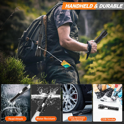 MOREVAC Flashlights High Lumens Rechargeable- Super Bright Tactical Magnetic LED Flash Light with 8 Modes,COB Work Light,Waterproof,Power Handheld Flashlight for Emergency,Hurricane,Hiking