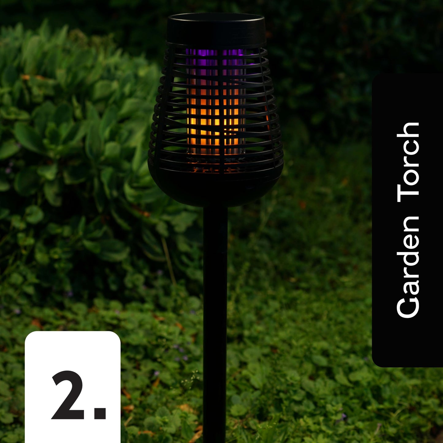 PIC Solar Insect Killer Torch (DFST), Bug Zapper and Flame Accent Light, Kills Bugs on Contact - Twin Pack