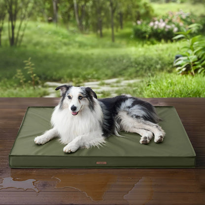 LE SURE Outdoor Waterproof Dog Beds Large Sized Dog, Orthopedic Egg Crate Foam Pet Bed with Oxford Fabric Surface and Removable Washable Cover, Pet Mat 36''x27'', Green