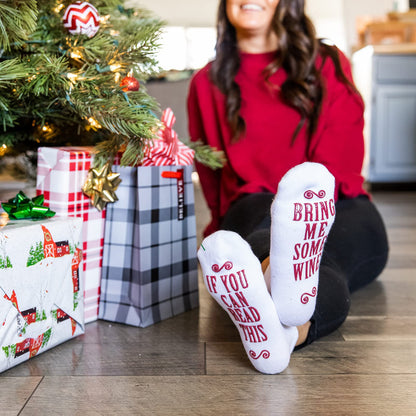 Haute Soiree If You Can Read This, Bring Me Some Wine Funny Socks for Women - One Size Fits All Gift for Wine Lovers