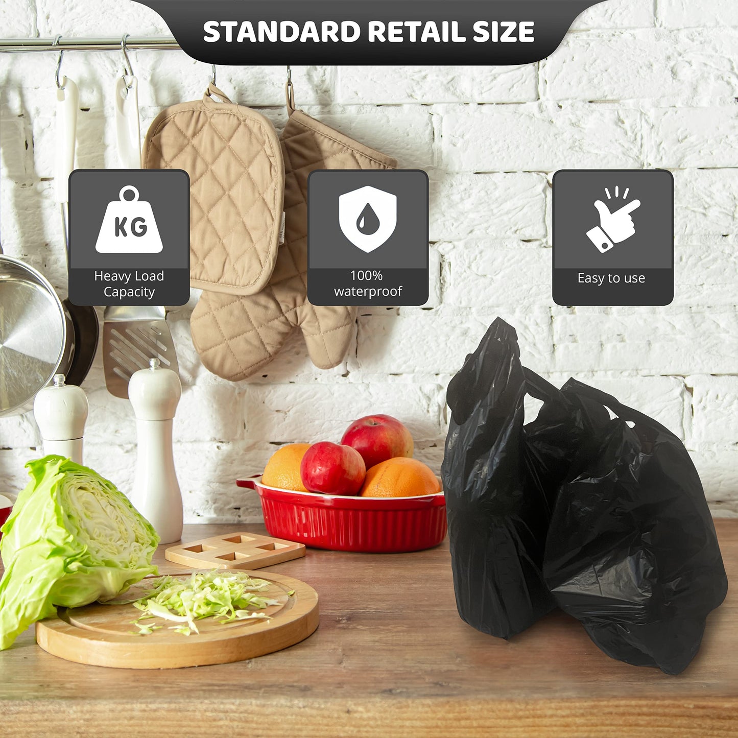 ACYPAPER, Black T-Shirt Bags in Bulk - 1000 Count - (11" x 6" x 21") - Restaurant Carryout Bags