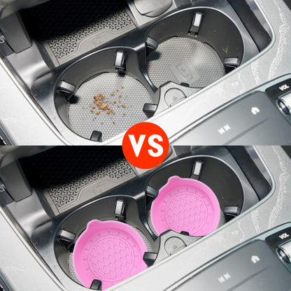 Amooca Automotive Cup Holders Universal Car Cup Coaster Waterproof Non-Slip Sift-Proof Spill Holder Car Interior Accessories 2 Pack Pink