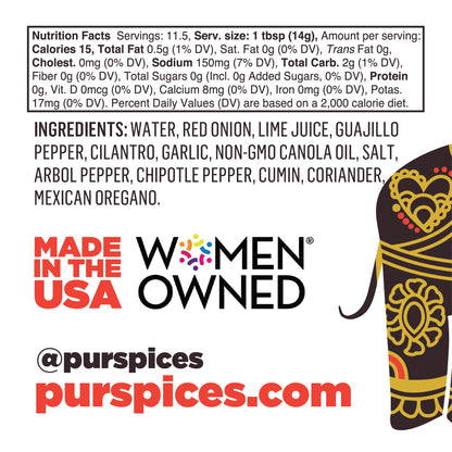 PUR Spices Chipotle Fire Spicy Hot Sauce I Chili Pepper Cooking Paste for Dipping, Chili Seasoning, Taco Sauce, Salsa I Plant Based, Gluten Free, No sugar added, Preservative and Additive Free I 6oz Jar