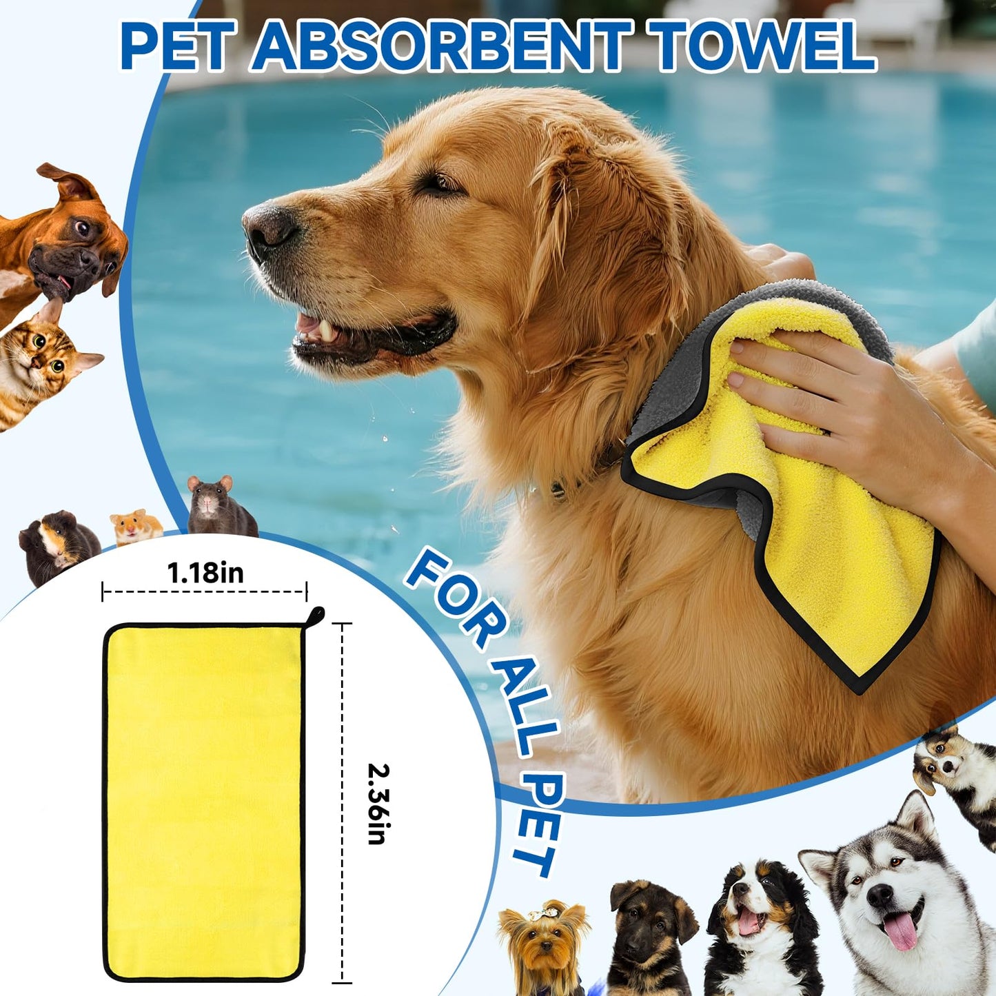 Pet Steam Brush for Dog & Cat – 3-in-1 Spray Hair Removal Comb for Shedding & Grooming Water-Free Shampoo, Bath Gloves,Bath Brush, Tooth & Ear Brush, Towel (10PCS)