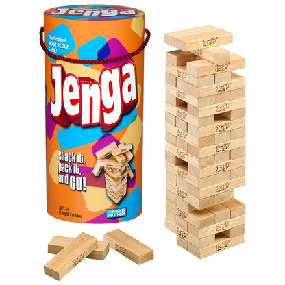 Hasbro Gaming Jenga Wooden Blocks Stacking Tumbling Tower Game | Party Games for Kids & Families | Easter Basket Stuffers | Ages 6+ (Amazon Exclusive)