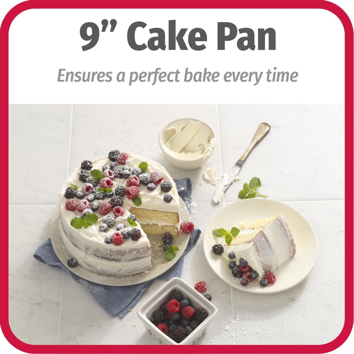 GoodCook Everyday Nonstick Steel Round Cake Pan, 9", Gray