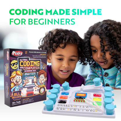 Playz My First Coding & Computer Science Kit - Learn About Binary Codes, Encryption, Algorithms & Pixelation Through Fun Puzzling Activities Without Using a Computer for Boys, Girls, Teenagers, Kids