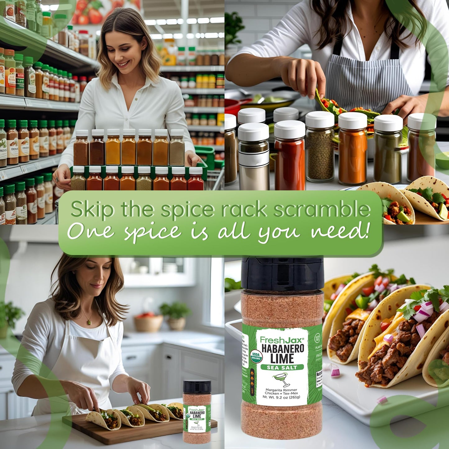 FreshJax Organic Spicy Habanero Lime Seasoning Sea Salt – 9.2 oz Hot and Sea Salt, Non‑GMO, Gluten‑Free, Keto, Paleo – No Preservatives – Bold Citrus Heat for Cocktail Rimmer