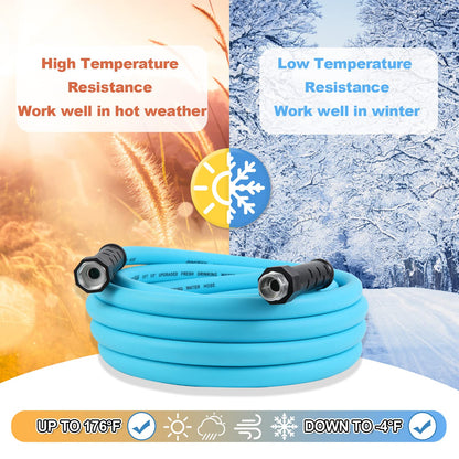 Gociean 25ft Upgraded RV Water Hose with Storage Straps, 5/8" RV Drinking Water Hose, Leak Free and Anti-Kink Design, Camper Fresh Water Garden Hose for RV, Camper, Truck and Car