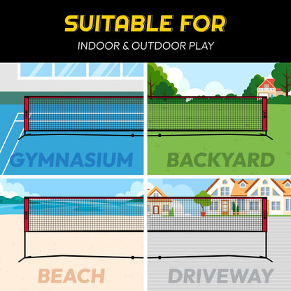 A11N 20ft Badminton Pickleball Net - Height Adjustable for Junior Tennis, Soccer Tennis & Kids Volleyball - Portable for Indoor & Outdoor Play