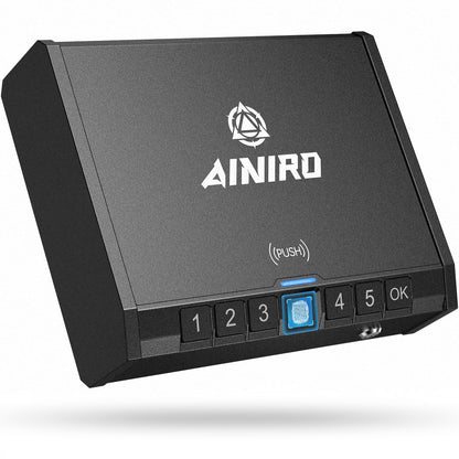 AINIRO Gun Safe for Pistols - Biometric Gun Safe for Handgun, Quick-Access Gun Lock with Fingerprint Identification or Key Pad, Storage Home Bedside Nightstand Car
