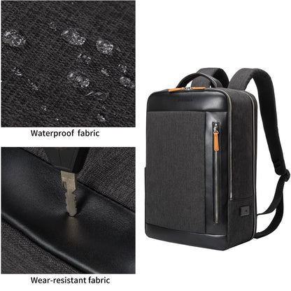 NOBLEMAN Professional Laptop Computer Backpack Men, Luxury Expandable Travel Business Office Backpacks for Executive Men, Nice Leather Waterproof College Bookbag Bag Fits 17 Inch Tech Laptop (Black) ﻿