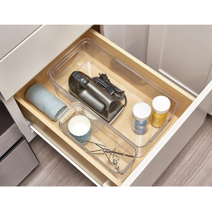 iDesign BPA-Free Plastic Crisp Large Pantry and Fridge Organizer with Easy to Grip Integrated Handles for Kitchen, Fridge, Freezer, Pantry and Cabinet Organization, 16" x 8" x 5", Clear