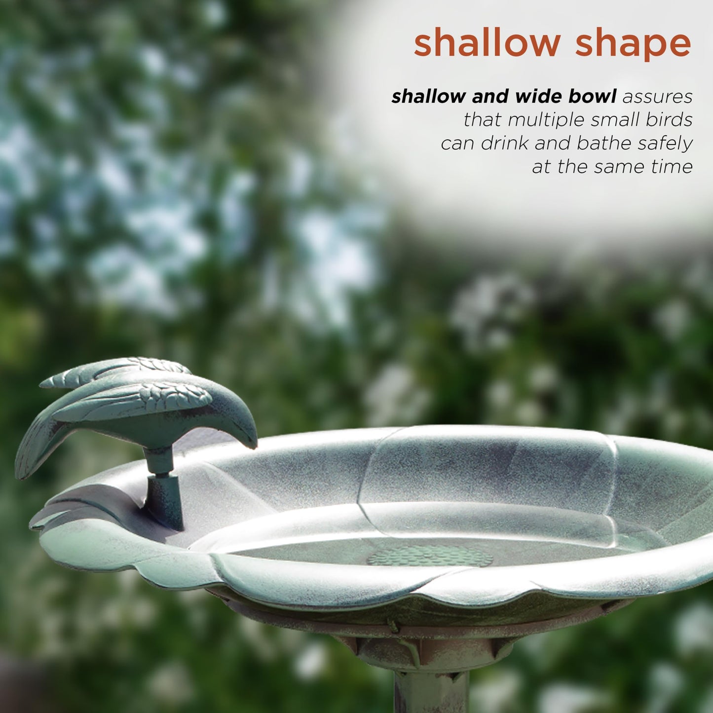 Alpine Corporation - 31" Tall Outdoor Antique Flower Birdbath with Bird Decoration Yard Statue – Charming Garden Accent to Attract Birds - Durable Polypropylene Construction for Patio, Deck, or Yard