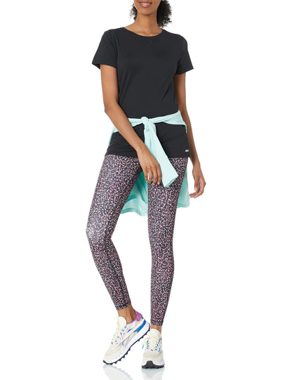 Amazon Essentials Women's Active Quick Dry Tech Stretch Short-Sleeve Crewneck T-Shirt (Available in Plus Size), Pack of 2, Black/Dark Grey Space Dye, Medium