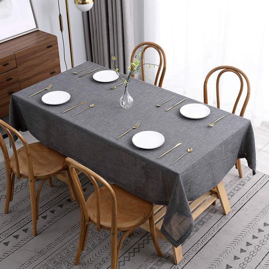 maxmill Flaxy Faux Linen Tablecloth with 2-Tone Slubby Texture Wrinkle Free Anti-Shrink Soft Table Cloth for Kitchen Dining Tabletop for Outdoor and Indoor Use Rectangle 60 x 84 Inch Charcoal