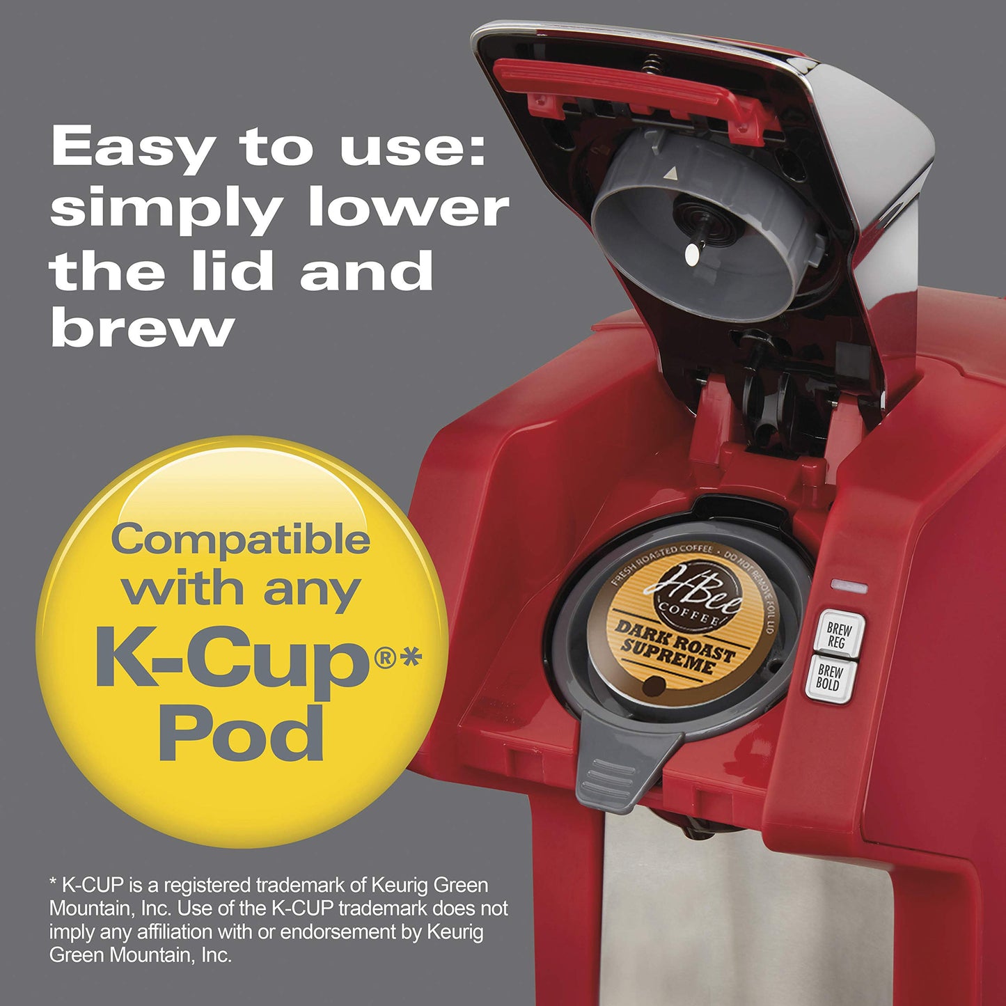 Hamilton Beach 49945 FlexBrew Single-Serve Coffee Maker Compatible with Pod Packs and Grounds, 1 Cup, Red