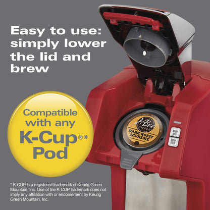 Hamilton Beach 49945 FlexBrew Single-Serve Coffee Maker Compatible with Pod Packs and Grounds, 1 Cup, Red