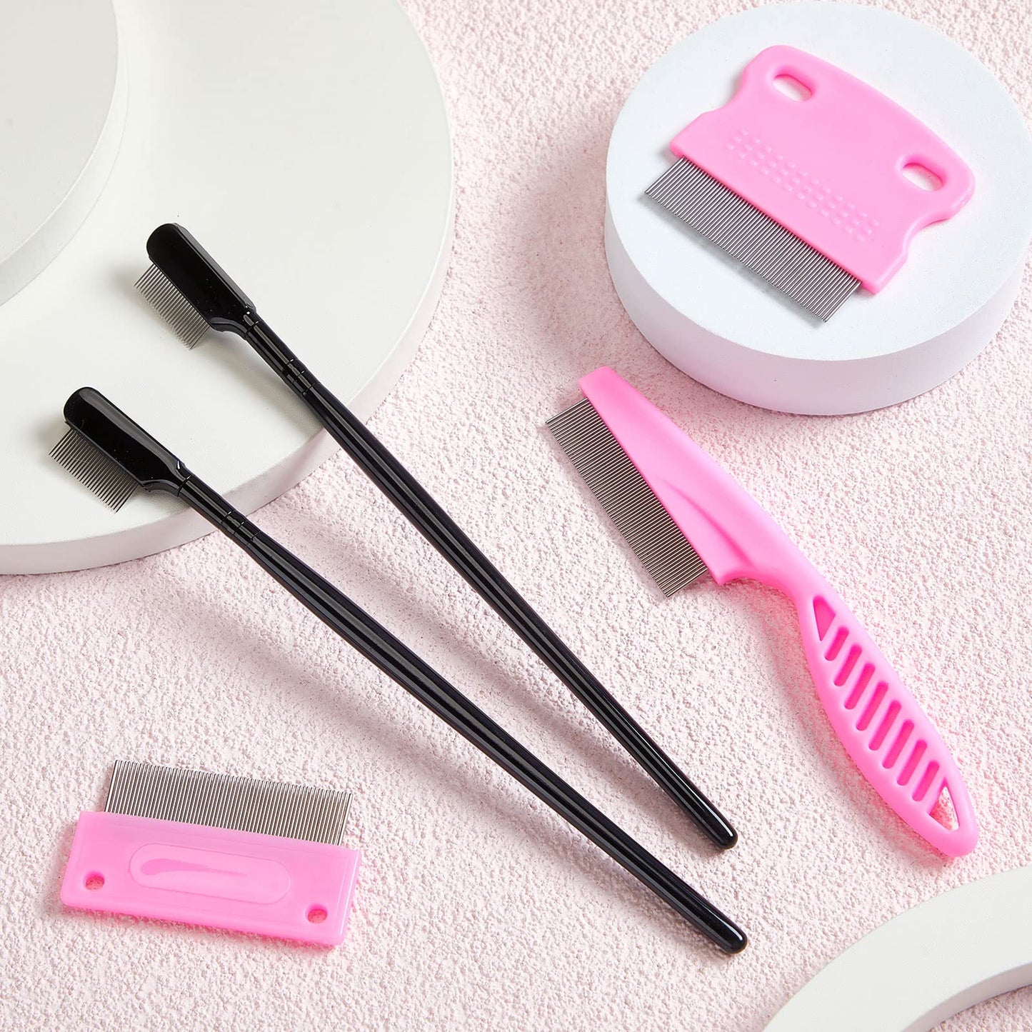 5 Pieces Dog Eye Combs Tear Stain Remover Combs Pet Grooming Comb for Small Dogs Gently Removing Eye Mucus and Crust (Pink, Black)