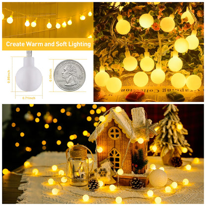 JMEXSUSS 100 LED Connectable Globe String Lights Indoor Bedroom, 33ft Warm White Christmas String Lights Plug in with Remote, 8 Modes Hanging Fairy Lights Outdoor for Room Classroom Dorm Party Decor