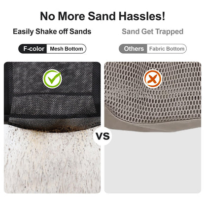 F-color Mesh Beach Bag Family - 2 Pack Beach Tote 9 Pockets Cruise Vacation Essentials, Black