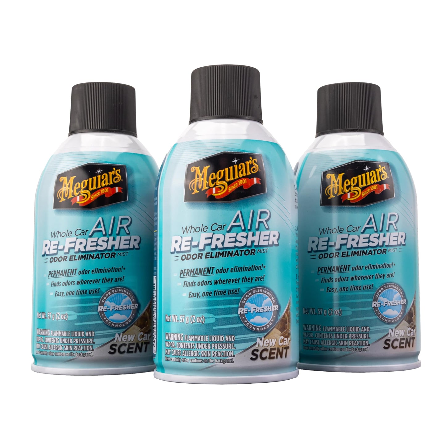 Meguiar's Whole Car Air Refresher, Odor Eliminator Spray Eliminates Strong Vehicle Odors, New Car Scent - Three 2 Oz Spray Bottles