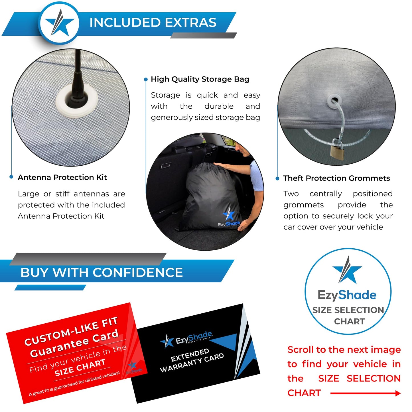 EzyShade 10-Layer Car Cover Waterproof All Weather. See Vehicle Size-Chart for Accurate Fit. Outdoor Full Exterior Covers for Automobiles Sedan Hatch SUV Rain Sun Protection. Size A5 (See SizeChart)