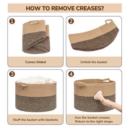 Goodpick Extra Large Wicker Storage Basket, 83L Woven Blanket Storage for Living Room, Round Baby Basket for Clothes, Big Laundry Hamper for Pillow, 21.7 x 13.8 inches