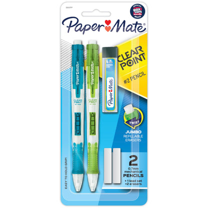 Paper Mate Clearpoint Mechanical Pencils 0.7mm HB #2 Pencil Lead 2 Pencils School Supplies Teacher Supplies Drawing Sketching 1 Lead Refill Set 2 Erasers