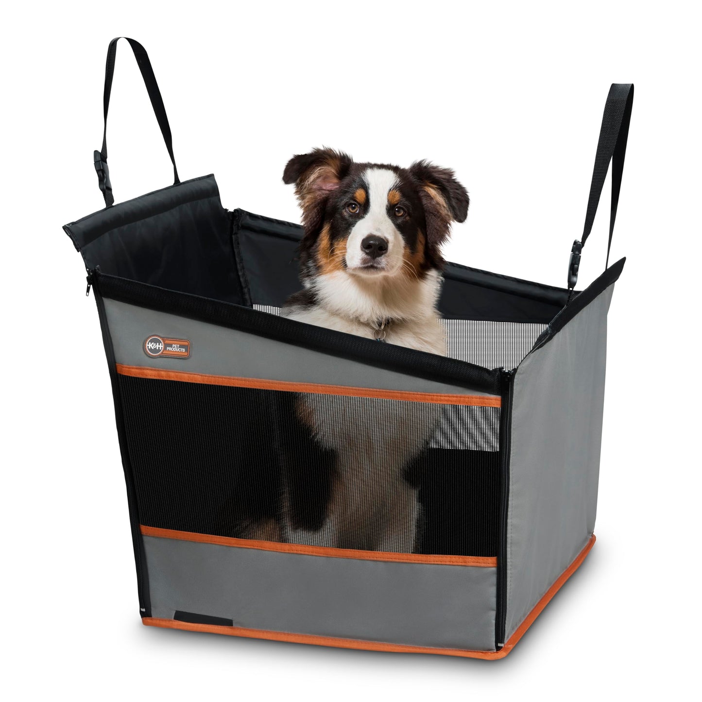 K&H Pet Products Buckle N Go Dog Car Seat for Large Dogs, Waterproof Fabric, Breathable Mesh Sides, Adjustable Seat Belt Leash, Carseat for Medium to Large Pets, Car Seat Cover - 21 X 19 X 19in