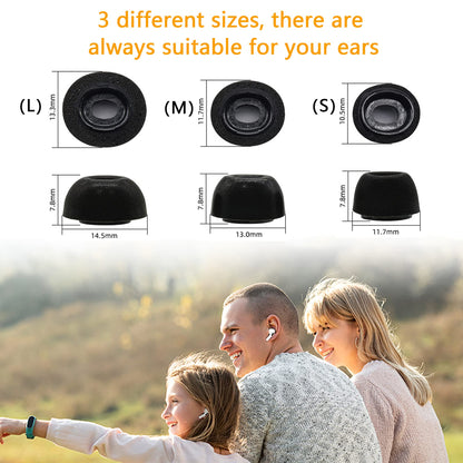 KASOTT Replacement Airpod Pro Ear Tip Premium Memory Foam Earbud Tips, Perfect Noise Reduction, Ultra-Comfort, Anti-Slip Eartips, Fit in The Charging Case (Sizes M, 3 Pairs), Black