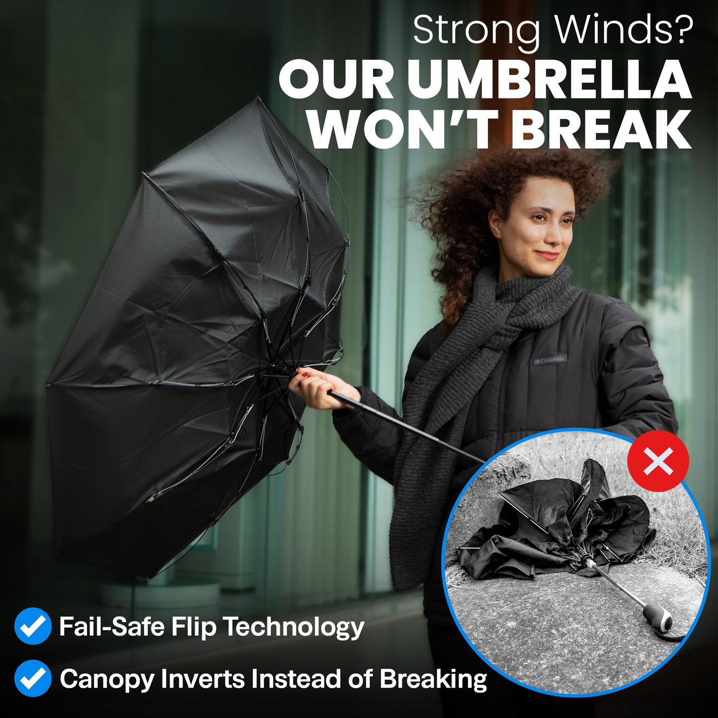 Rain-Mate Windproof Compact Umbrellas for Rain - Portable Folding Windproof Umbrella - Auto Open & Close Button