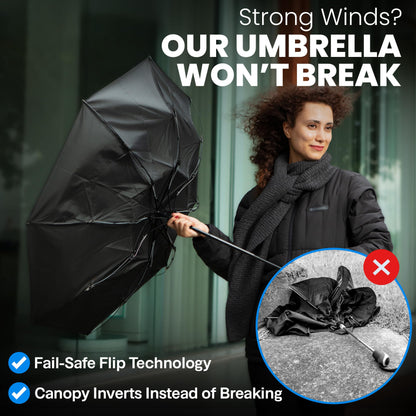 Rain-Mate Windproof Compact Umbrellas for Rain - Portable Folding Windproof Umbrella - Auto Open & Close Button