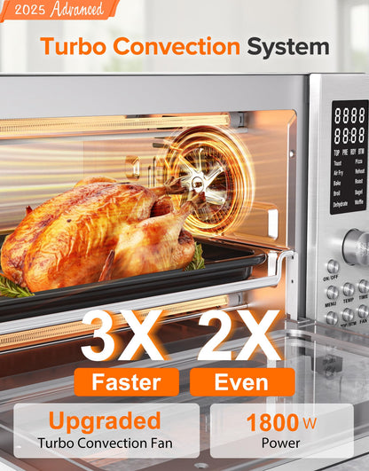 Nuwave Bravo Pro Smart 21QT Toaster Oven Air Fryer Combo, Convection Oven Countertop, 10 functions all in 1, with even & quick crisp technology, 50-450°F, 1800W, Stainless Steel