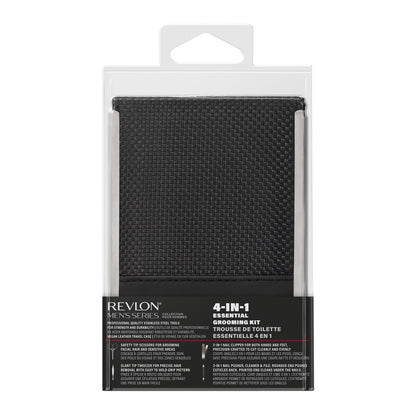Revlon Men's Grooming Kit, 5-Piece Travel Essentials Set, Includes Nail Clippers, Scissors, File, Tweezers and Carrying Case, Stainless Steel, 1 count