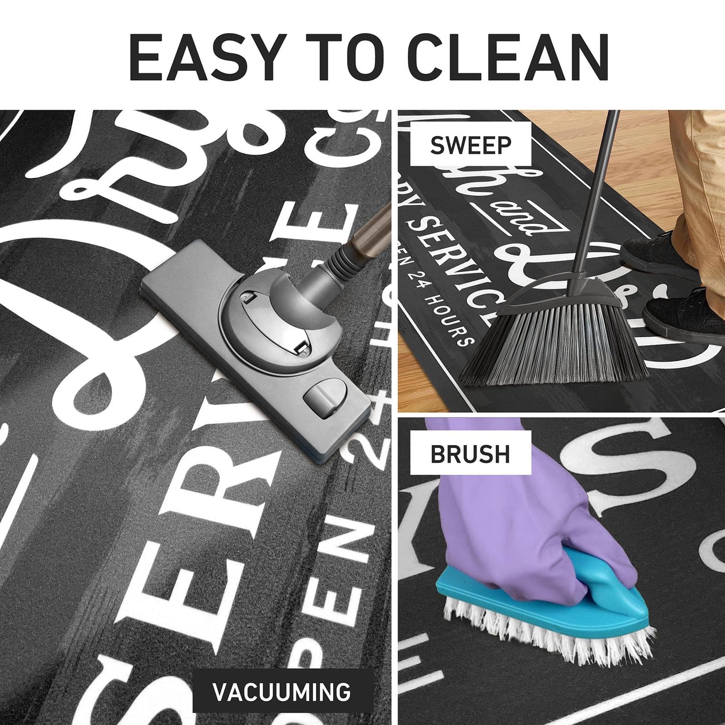 KOZYFLY Laundry Room Rug Runner 20"x60" Non Slip Kitchen Rugs Washable Laundry Room Mat Waterproof Mudroom Floor Carpet Runner Farmhouse Decor, 1.7x5ft, Dark Grey, Wash and Dry