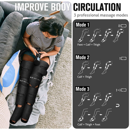 Gifts for Mom, Dad, Men, Women & Loved Ones – Air Compression Leg Massager with Heat – Ideal for Christmas, Mother Day & Father Day – Relieves Muscle Fatigue for Feet, Legs, Calves, Thighs, and Knees