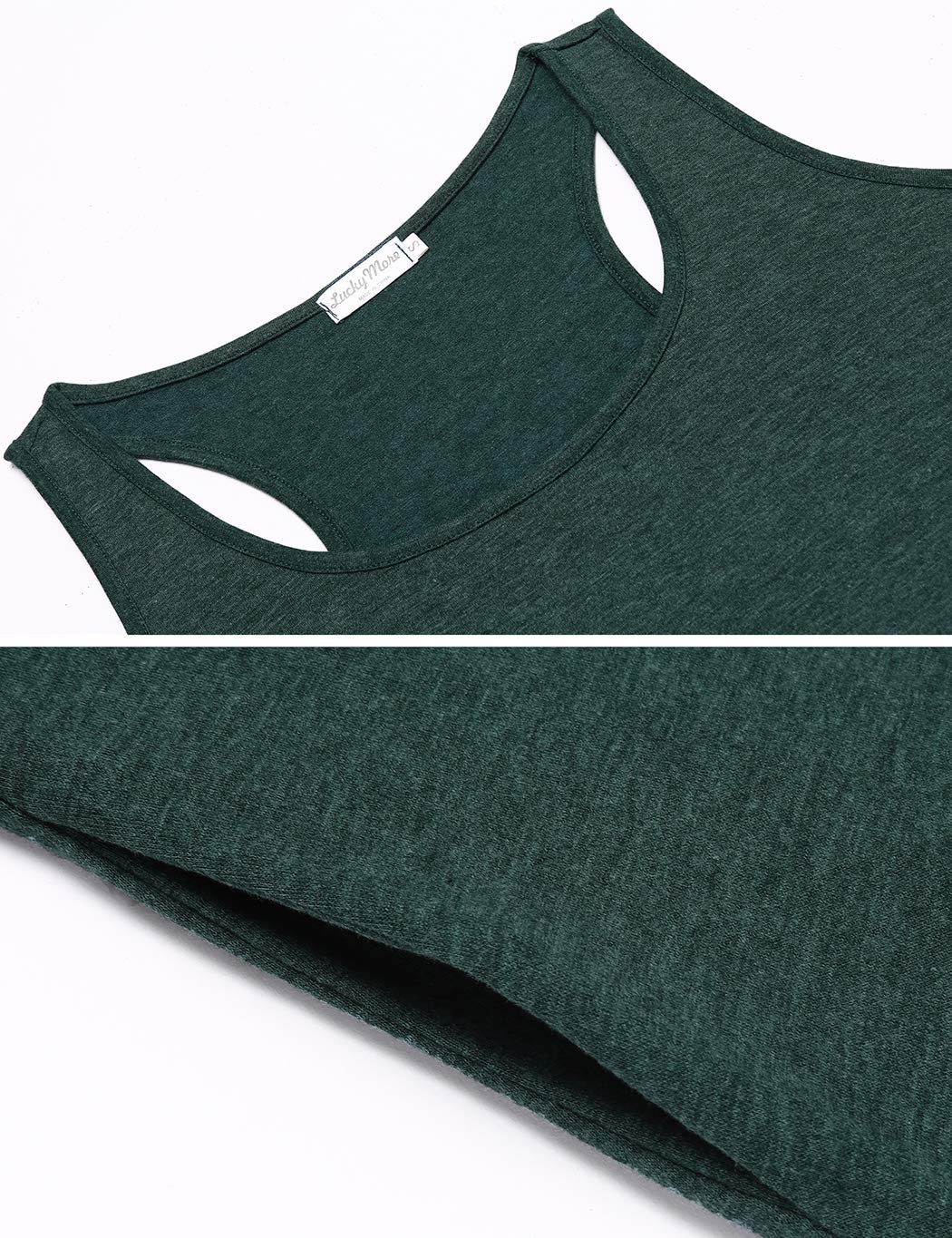 LuckyMore Dresses for Women Casual Summer with Pockets Loose Fit Sleeveless Tunic Dress with Pockets Dark Green, M